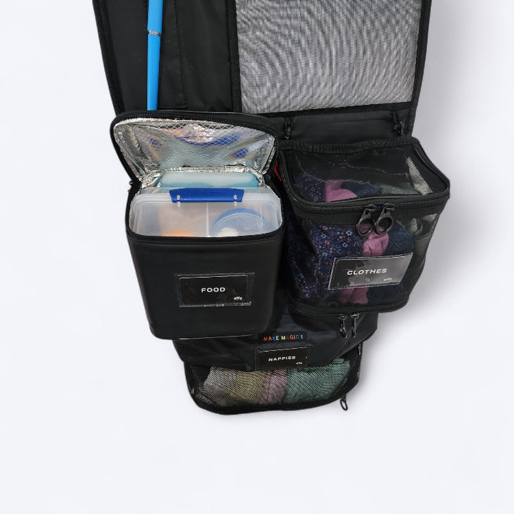 OUT YNDR CLUB Medley baby bag, made to fit lunch cooler bag food pod and clothes pod