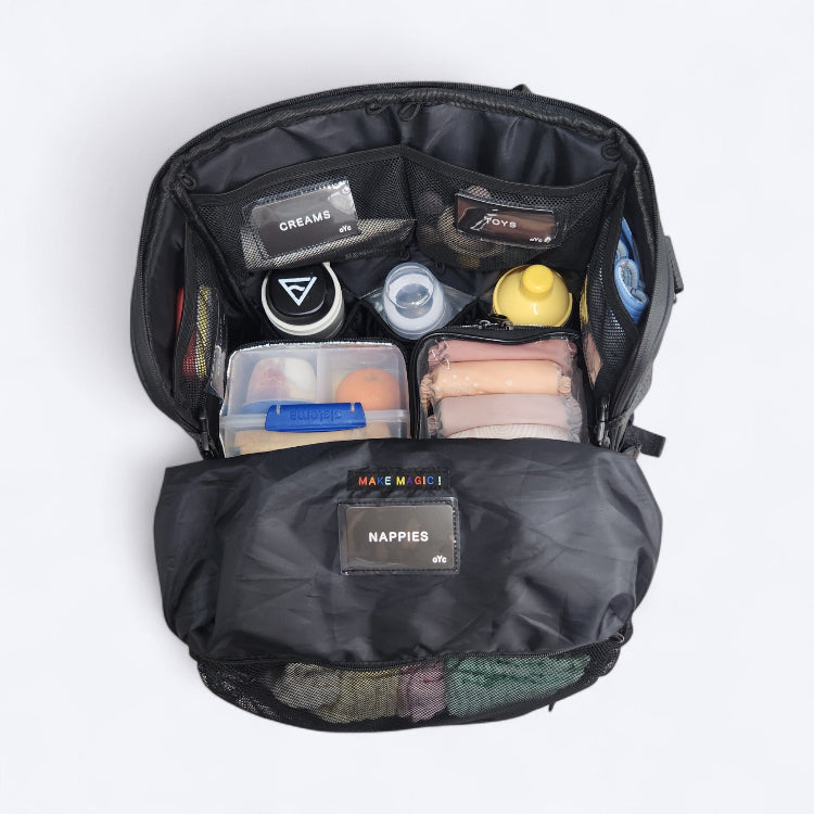 OUT YNDR CLUB Medley baby bag, made to fit lunch cooler bag and wet cloth nappy bag