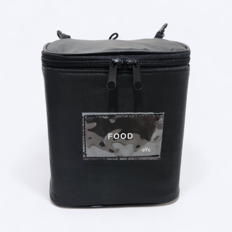 OUT YNDR CLUB Medley baby bag, made to fit lunch cooler bag food pod with zipper top and bottom, front angle closed 